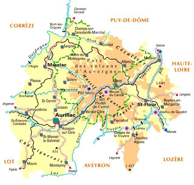 carte du cantal - Image