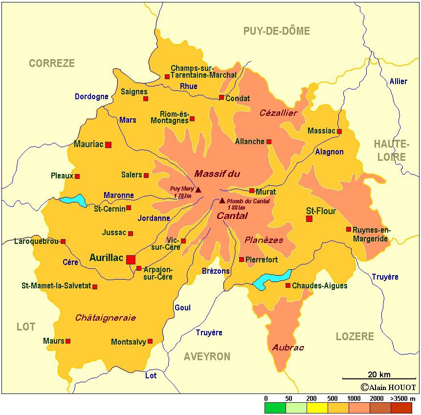 carte du cantal - Image