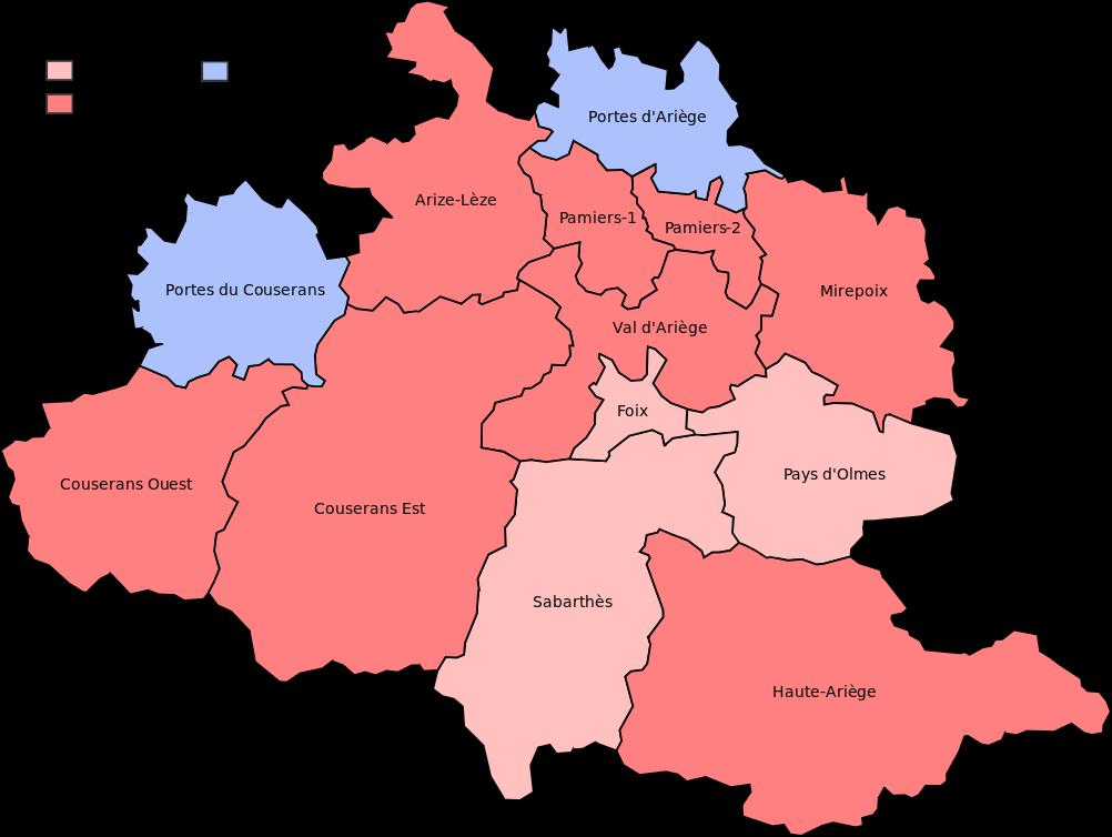 Carte des cantons de l'Ariège Carte des cantons de l'Ariège