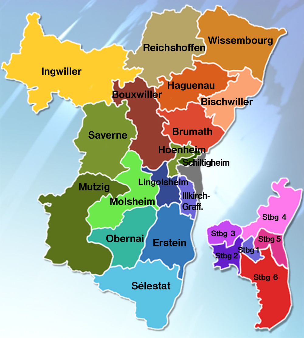Carte des cantons du Bas-Rhin Carte des cantons du Bas-Rhin