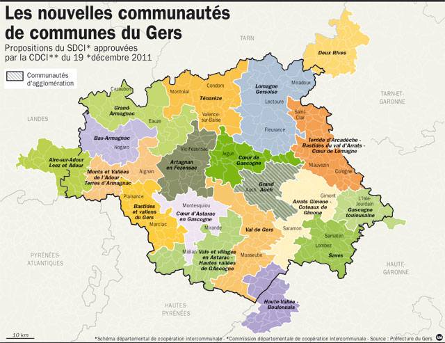 Carte des cantons du Gers Carte des cantons du Gers
