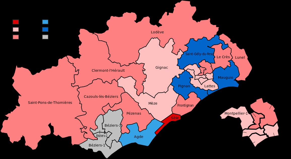 Carte des cantons de l'Hérault Carte des cantons de l'Hérault