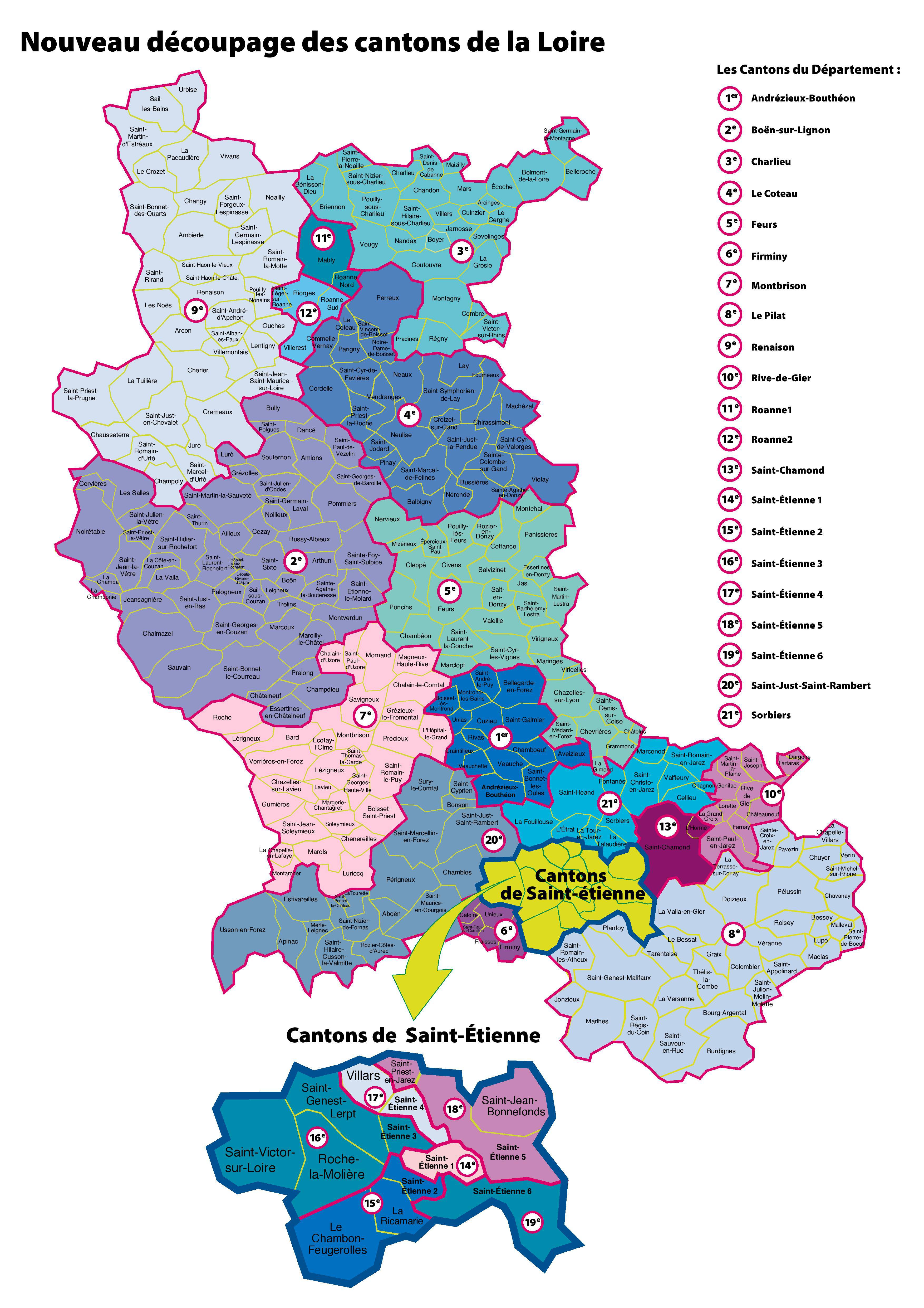 Carte des cantons de la Loire (département 42) Carte des cantons de la Loire (département 42)