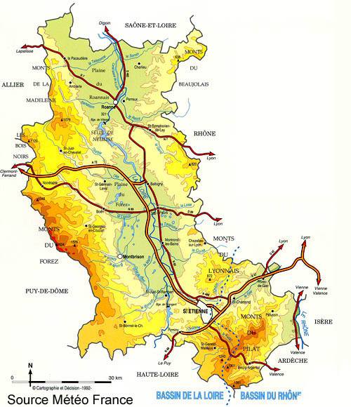 Carte du climat de la Loire (département 42) Carte du climat de la Loire (département 42)