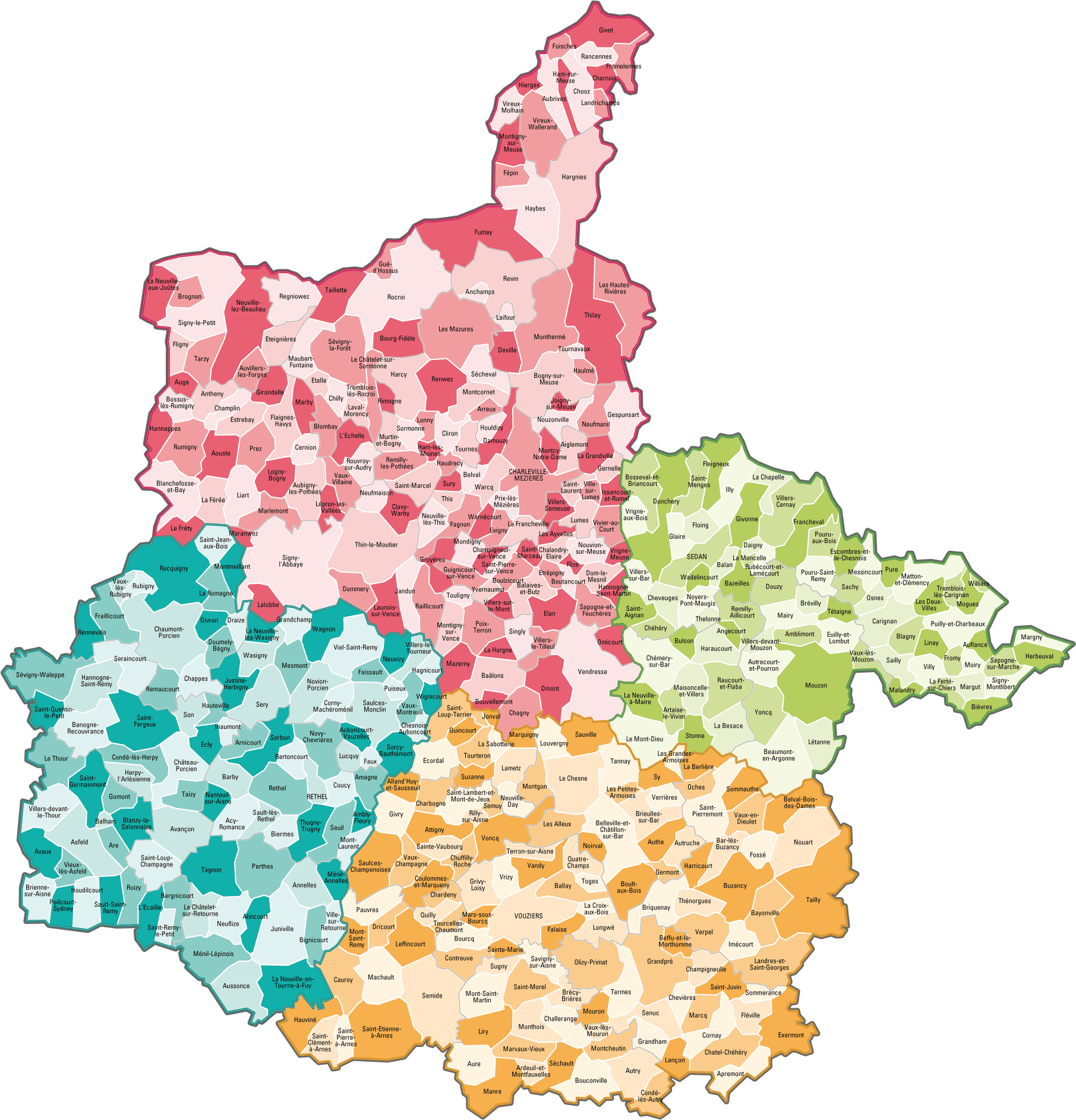 Carte des Ardennes - Ardennes carte du département 08 - tourisme, villes..