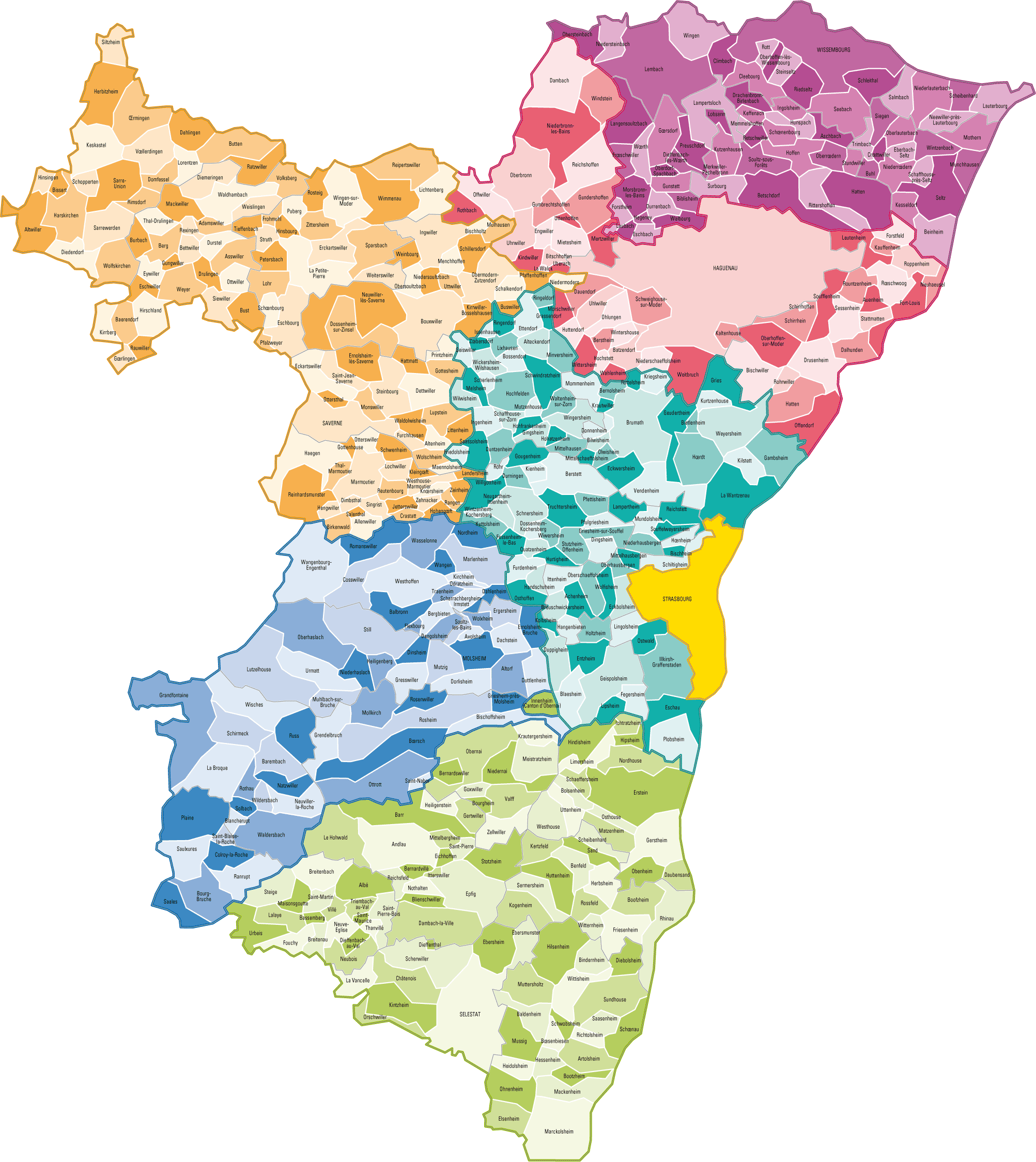 Carte du Bas-Rhin - Bas-Rhin carte du département 67