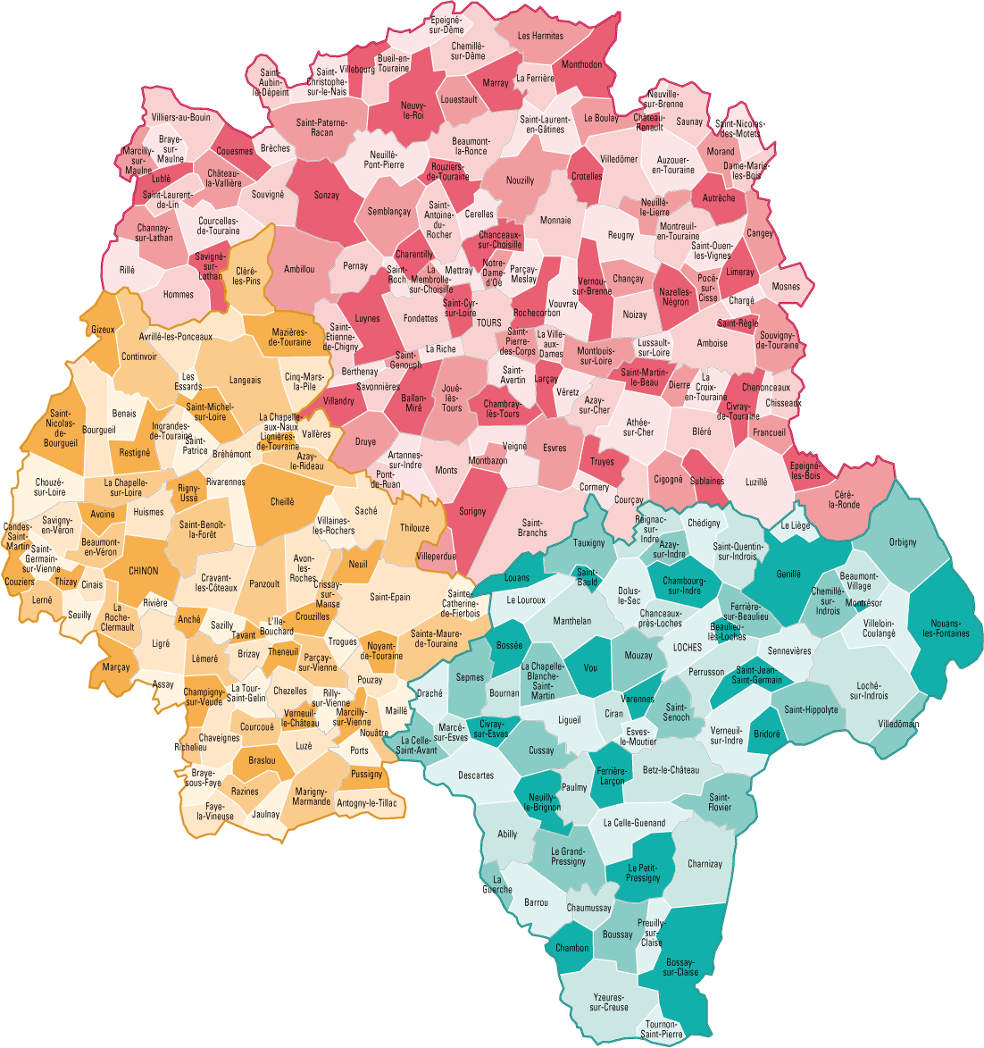 Carte des communes de l'Indre-et-Loire Carte des communes de l'Indre-et-Loire