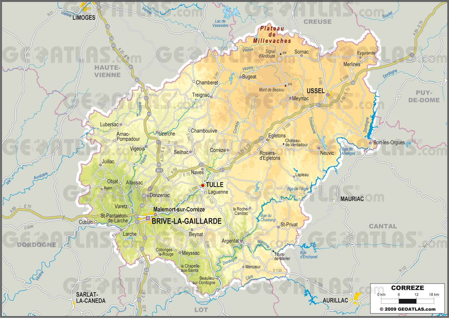 Carte de la Corrèze Carte de la Corrèze