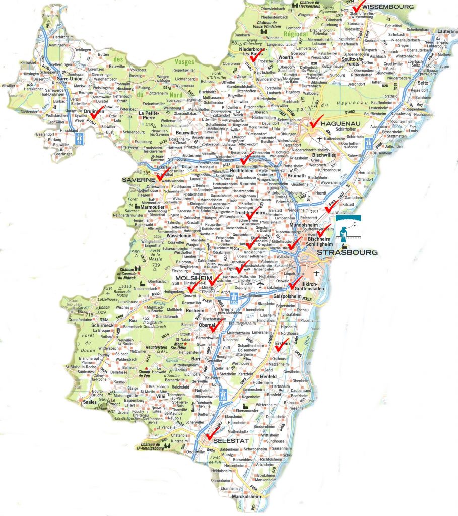 Carte détaillée du Bas-Rhin Carte détaillée du Bas-Rhin