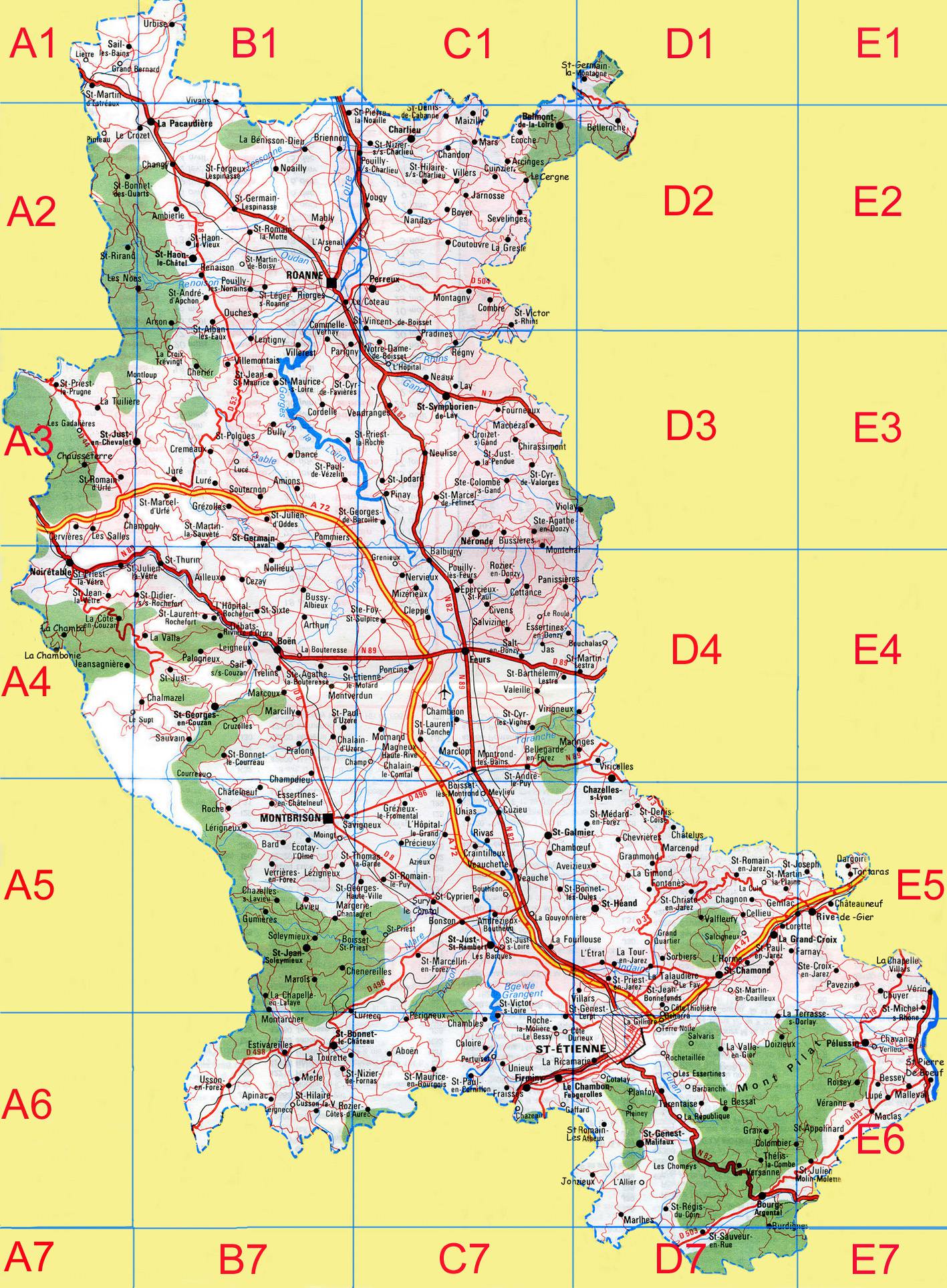 Carte De La Loire Loire Carte Du D partement 42 Villes Sites 