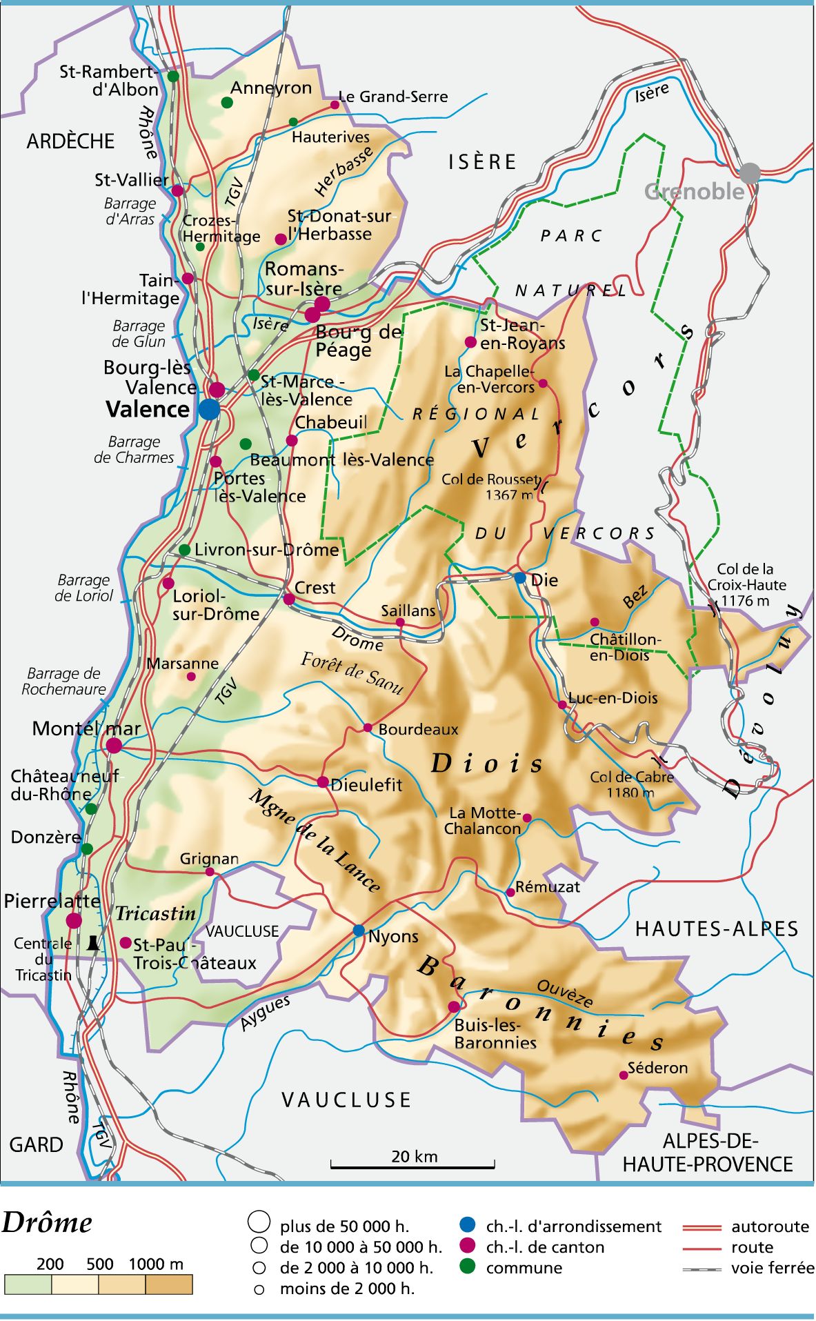 carte geographique de la drome