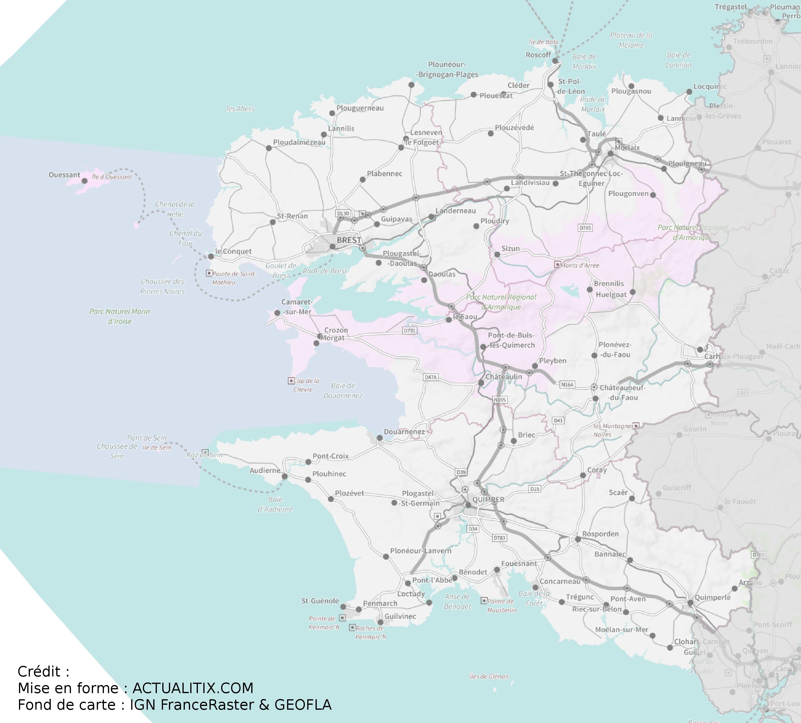 Carte Du Finistère Finistère Carte Des Villes Relief Politique