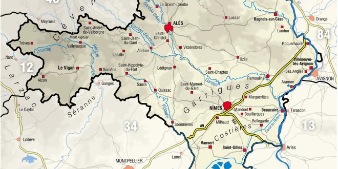Carte du Gard - Gard carte des villes, communes, sites touristiques