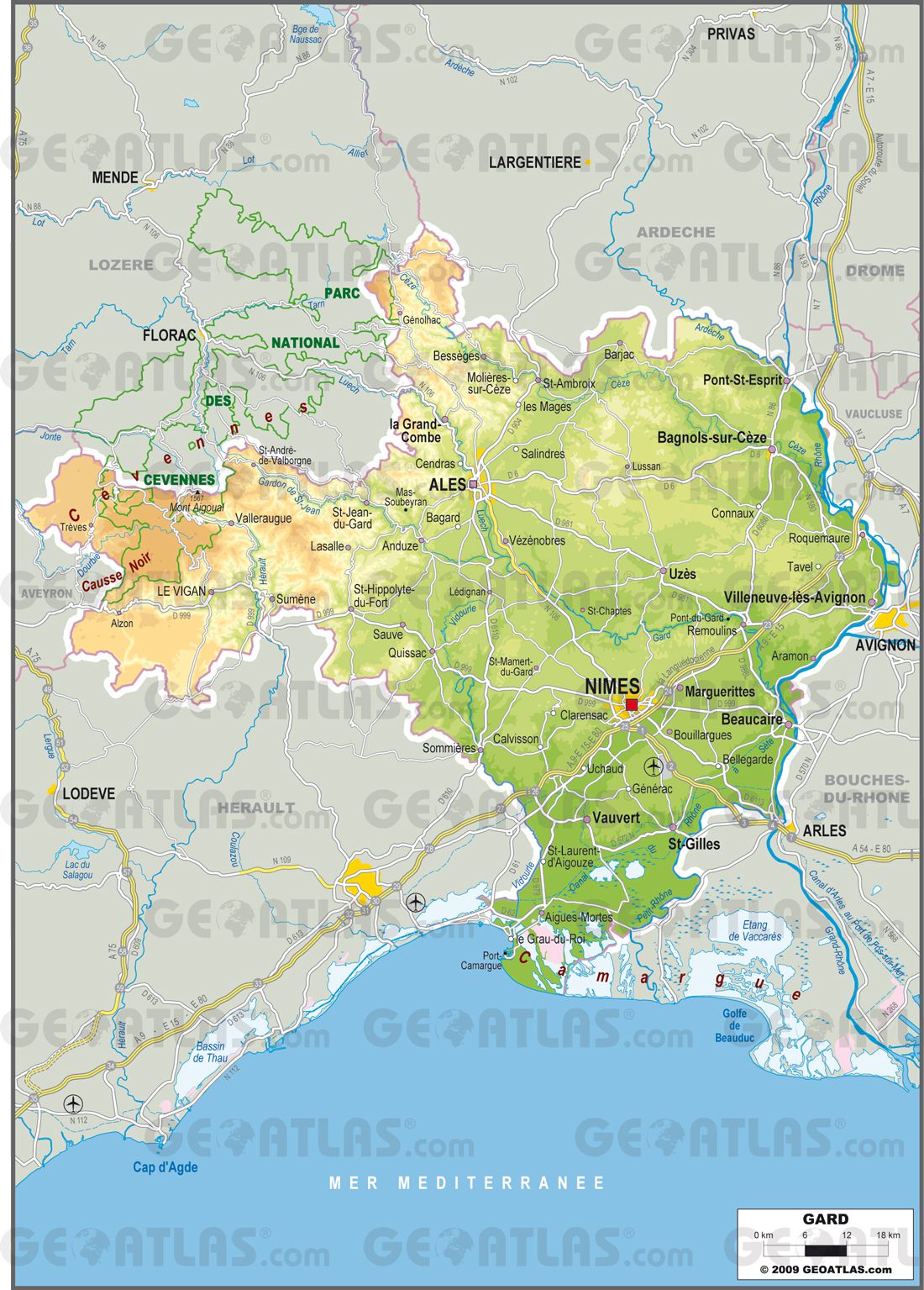 Carte Du Gard Gard Carte Des Villes Communes Sites Touristiques