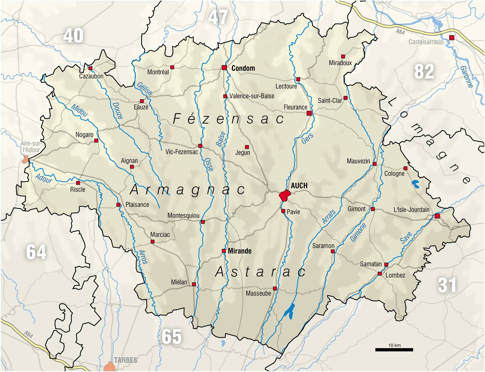 carte détaillée carte du gers