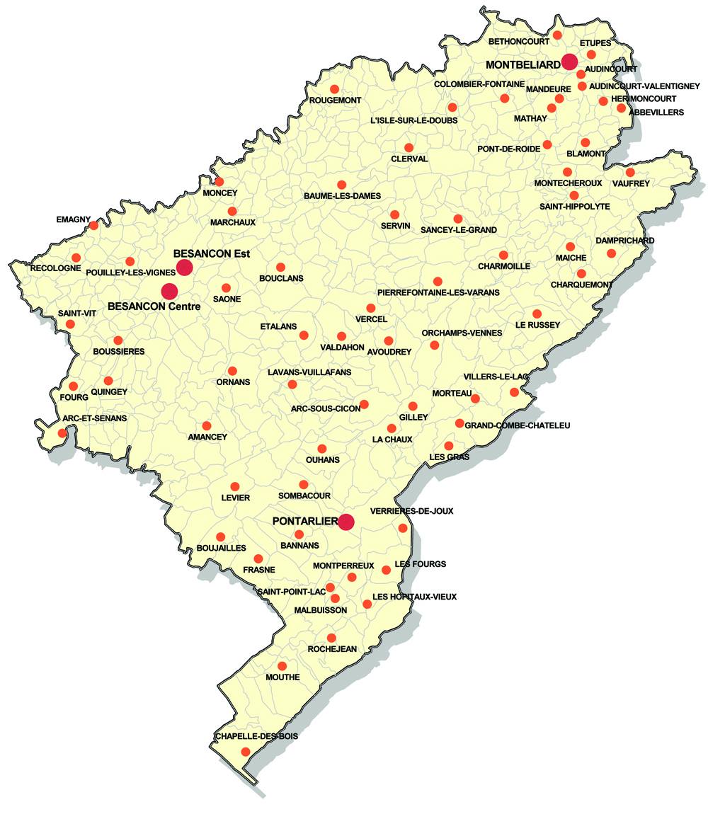 département du doubs carte