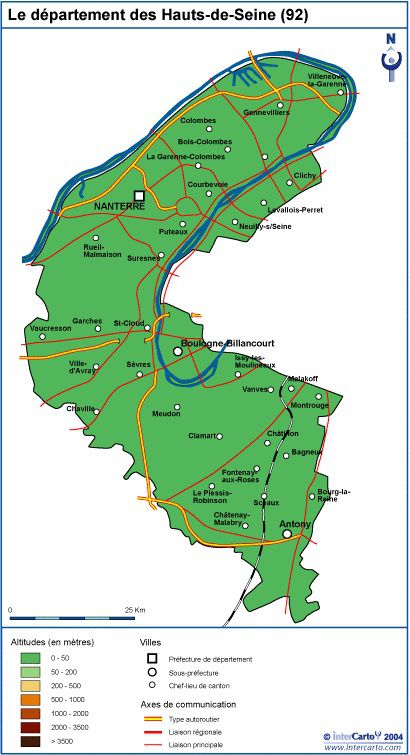Carte des Hauts-de-Seine - Hauts-de-Seine carte du département 92