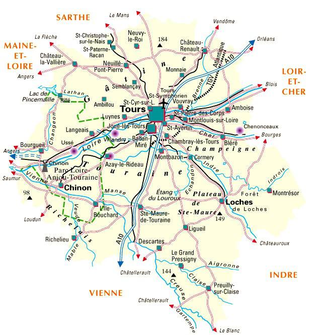 Carte de l'Indre-et-Loire - Politique Carte de l'Indre-et-Loire - Politique