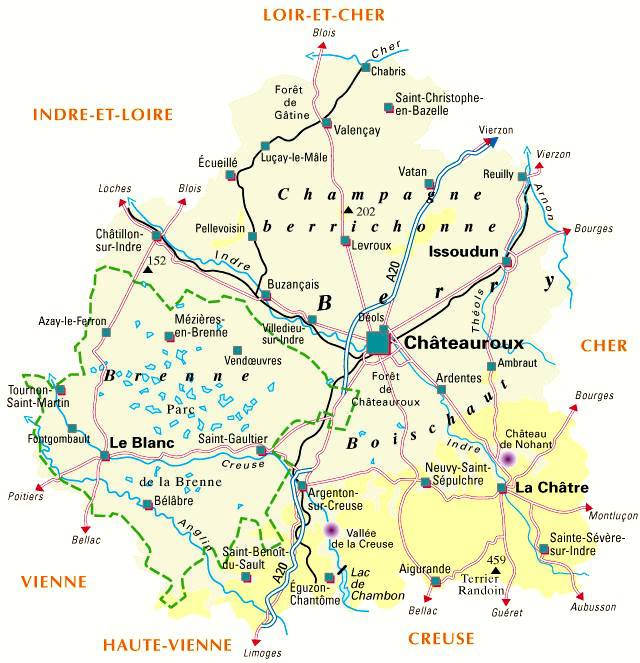 Carte de l'Indre - Politique Carte de l'Indre - Politique