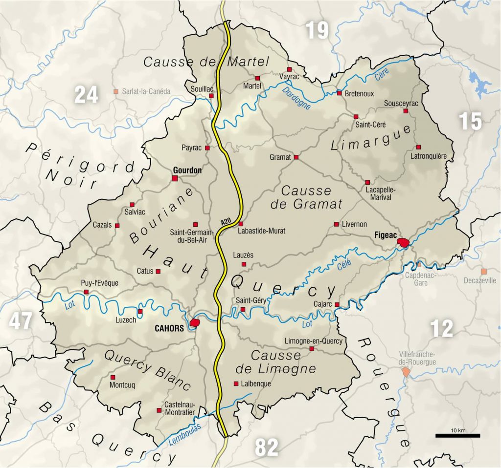Carte du Lot - Lot carte du département 46 - villes, sites touristiques...