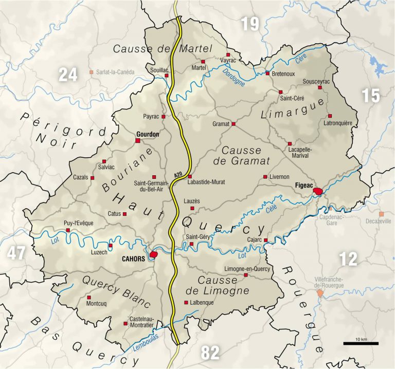 Carte du Lot Lot carte du département 46 villes, sites touristiques...