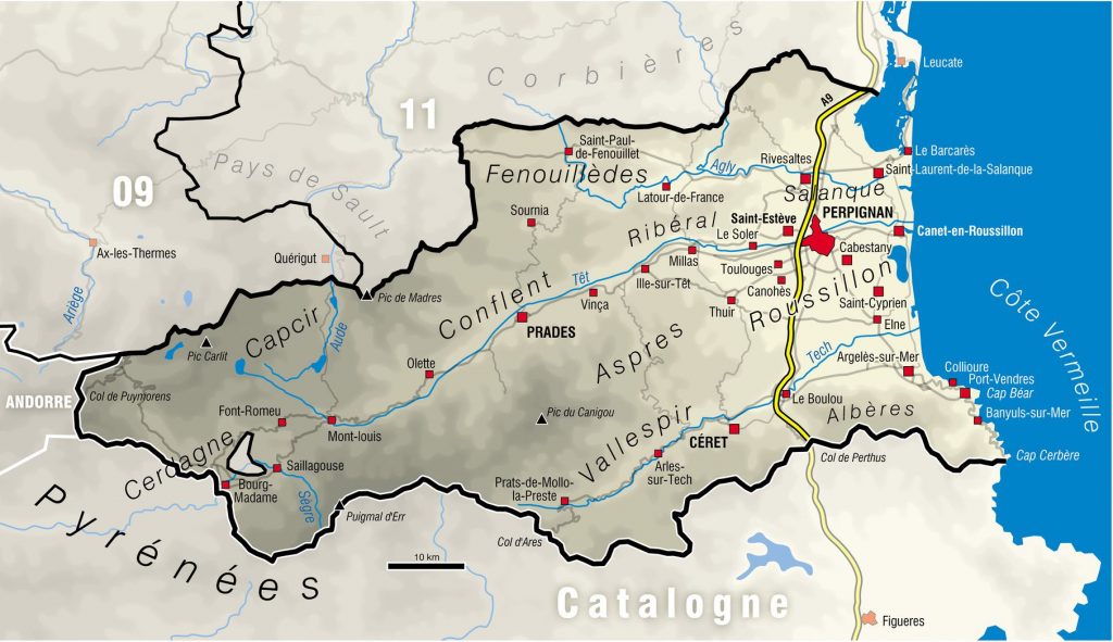 Carte des Pyrénées-Orientales - Pyrénées-Orientales carte du département 66