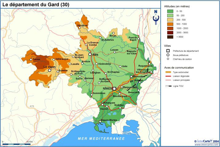 Carte Du Gard Avec Villes Et Villages Carte Du Gard Avec Villes Et Villages