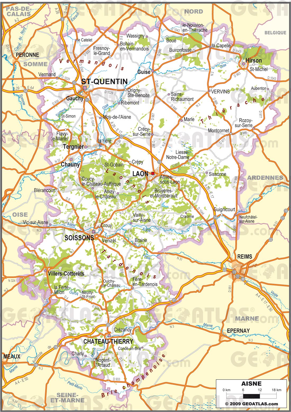 aisne carte detaillee