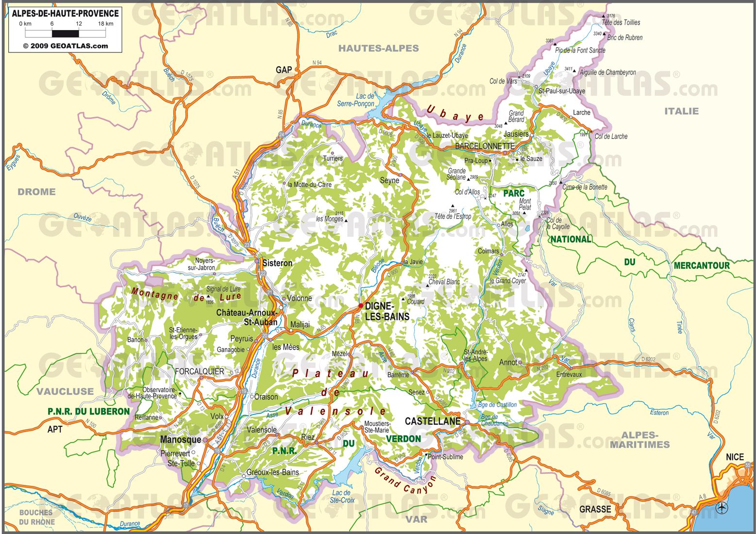 carte alpes haute provence détaillée