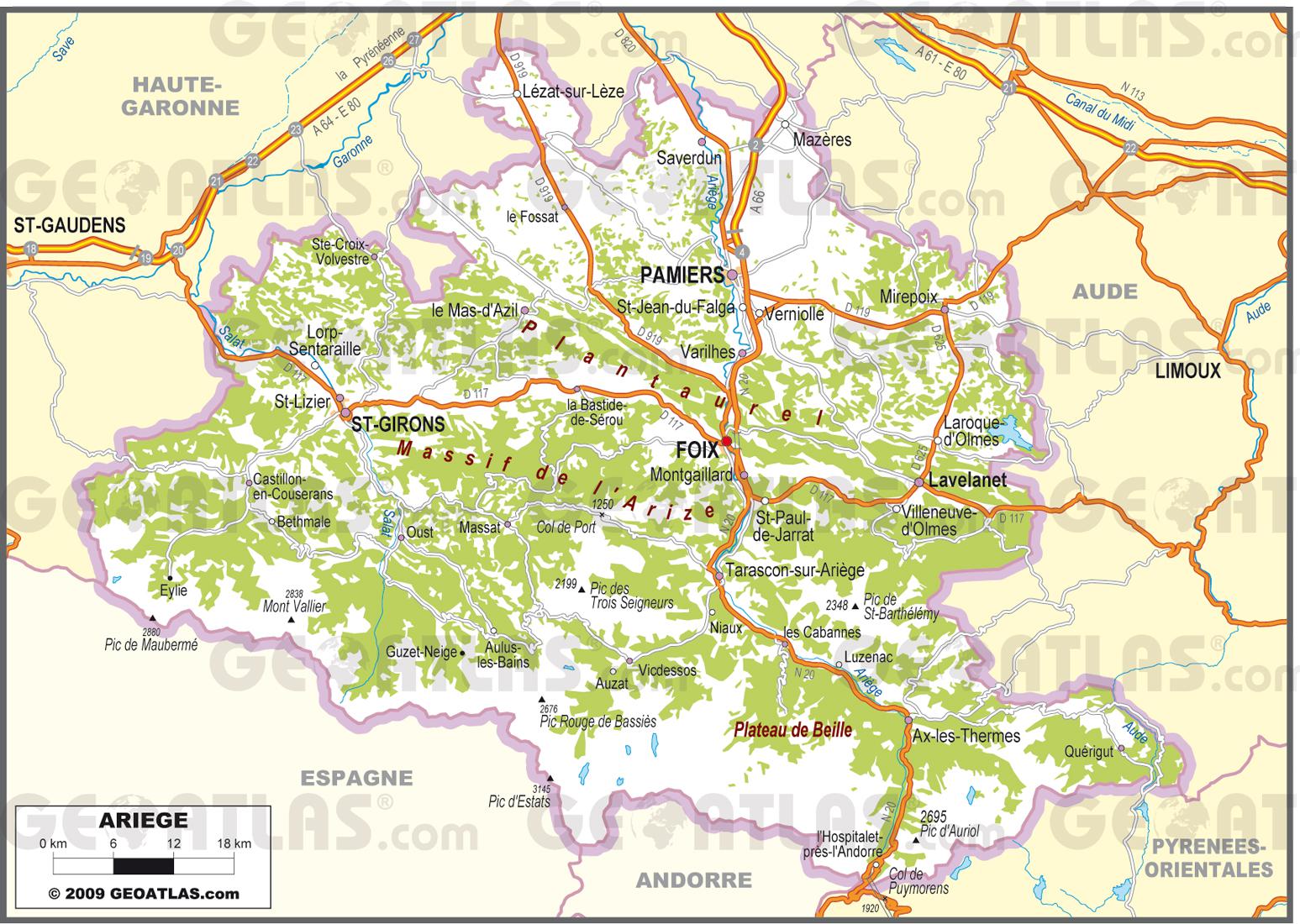 ariege carte detaillee