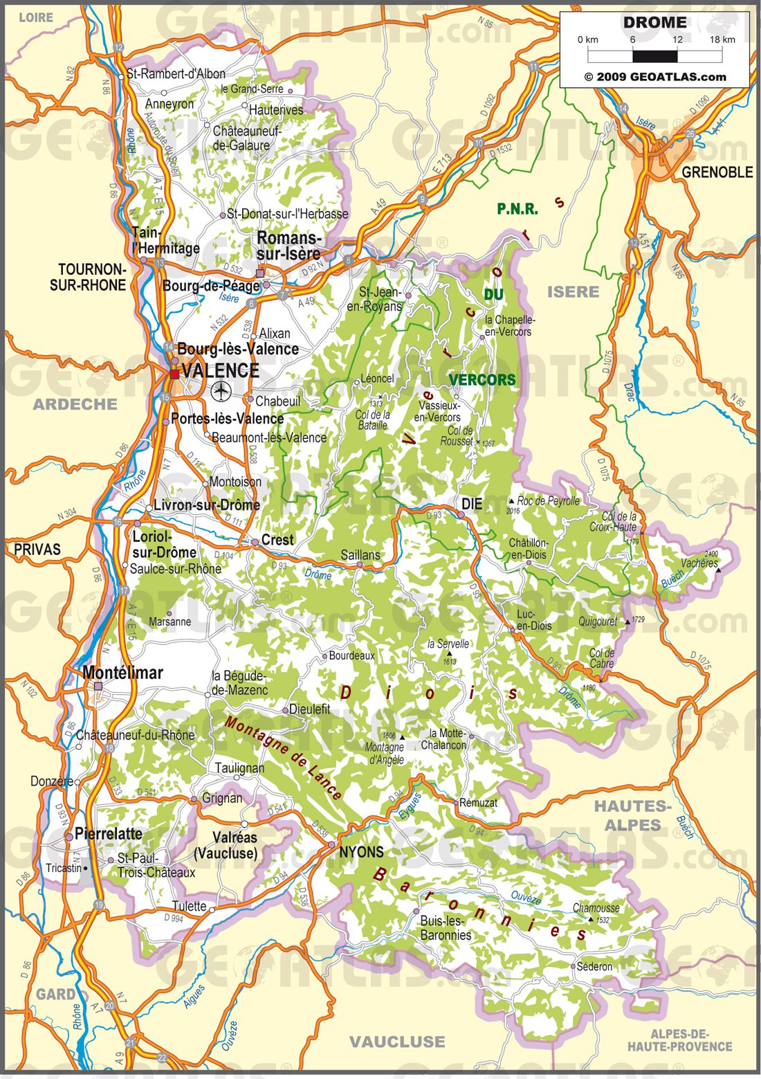 carte geographique de la drome