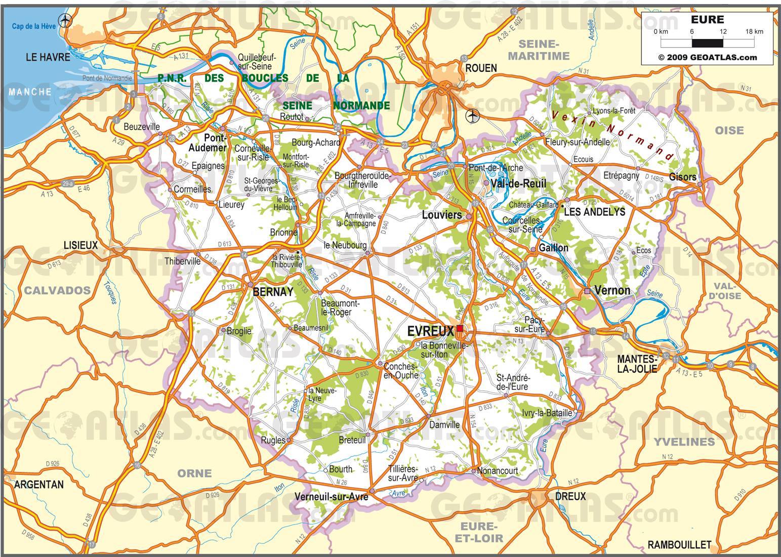 Carte routière de l'Eure Carte routière de l'Eure