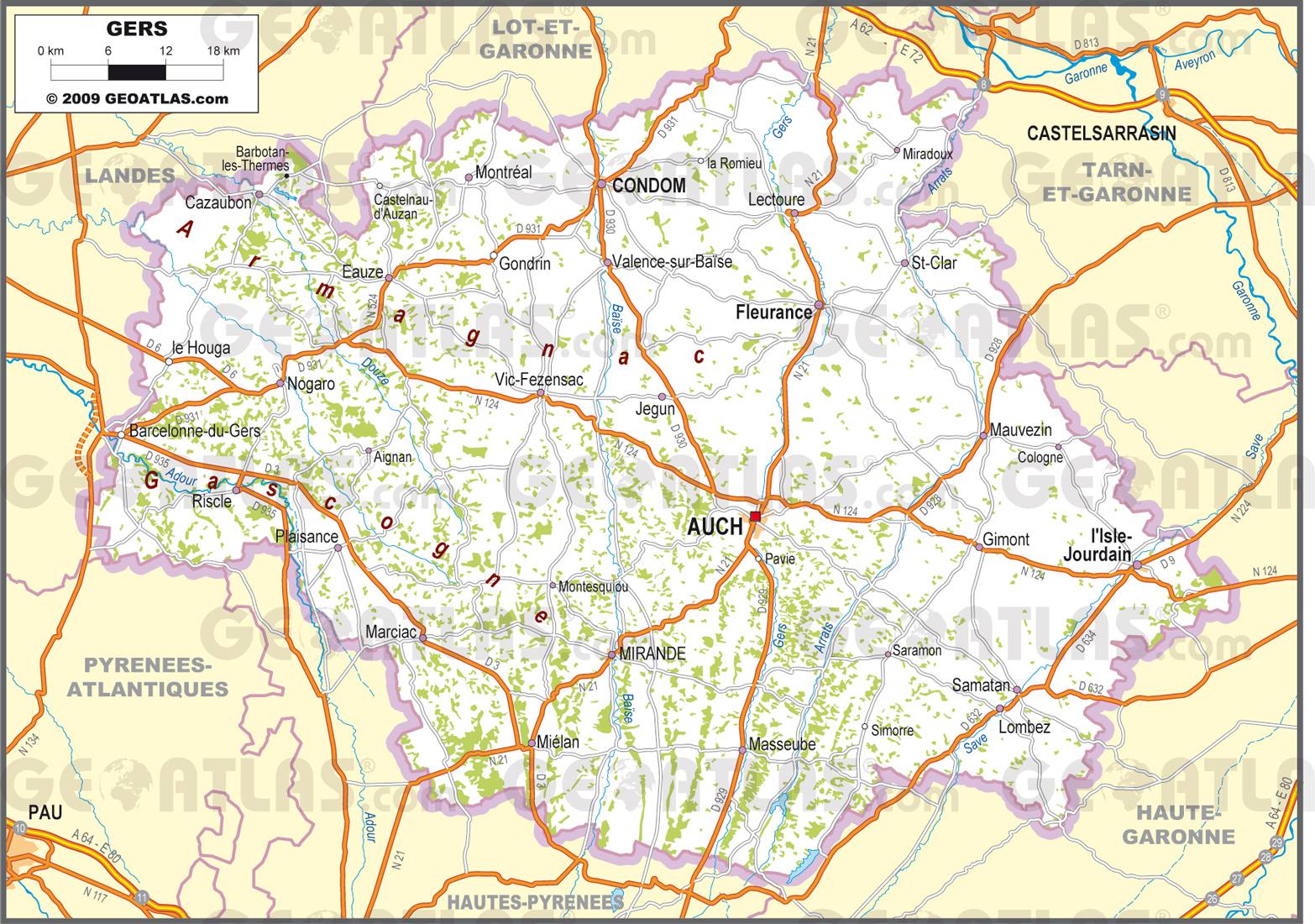 carte du gers détaillée