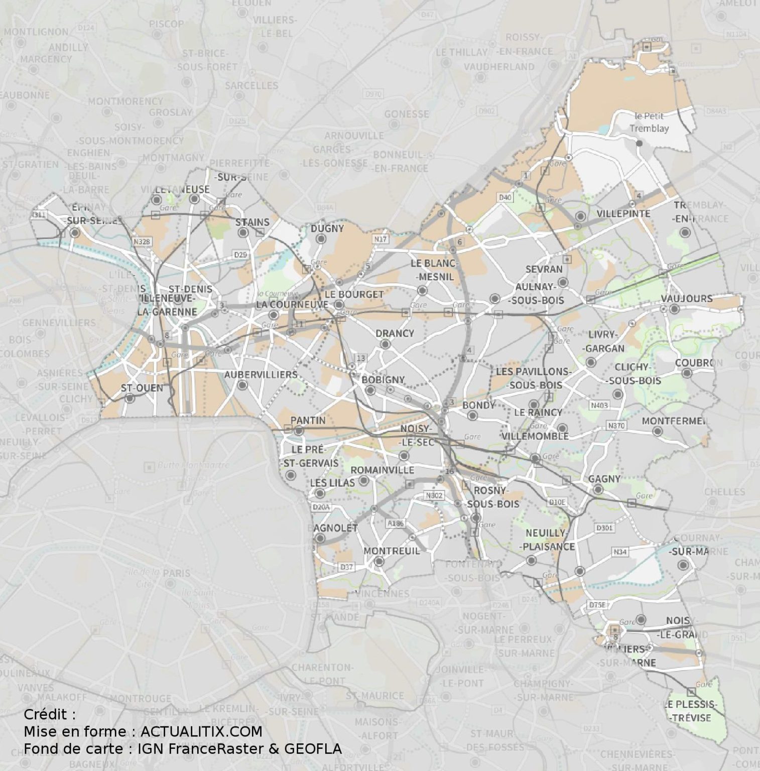 Carte de la SeineSaintDenis SeineSaintDenis carte département 93
