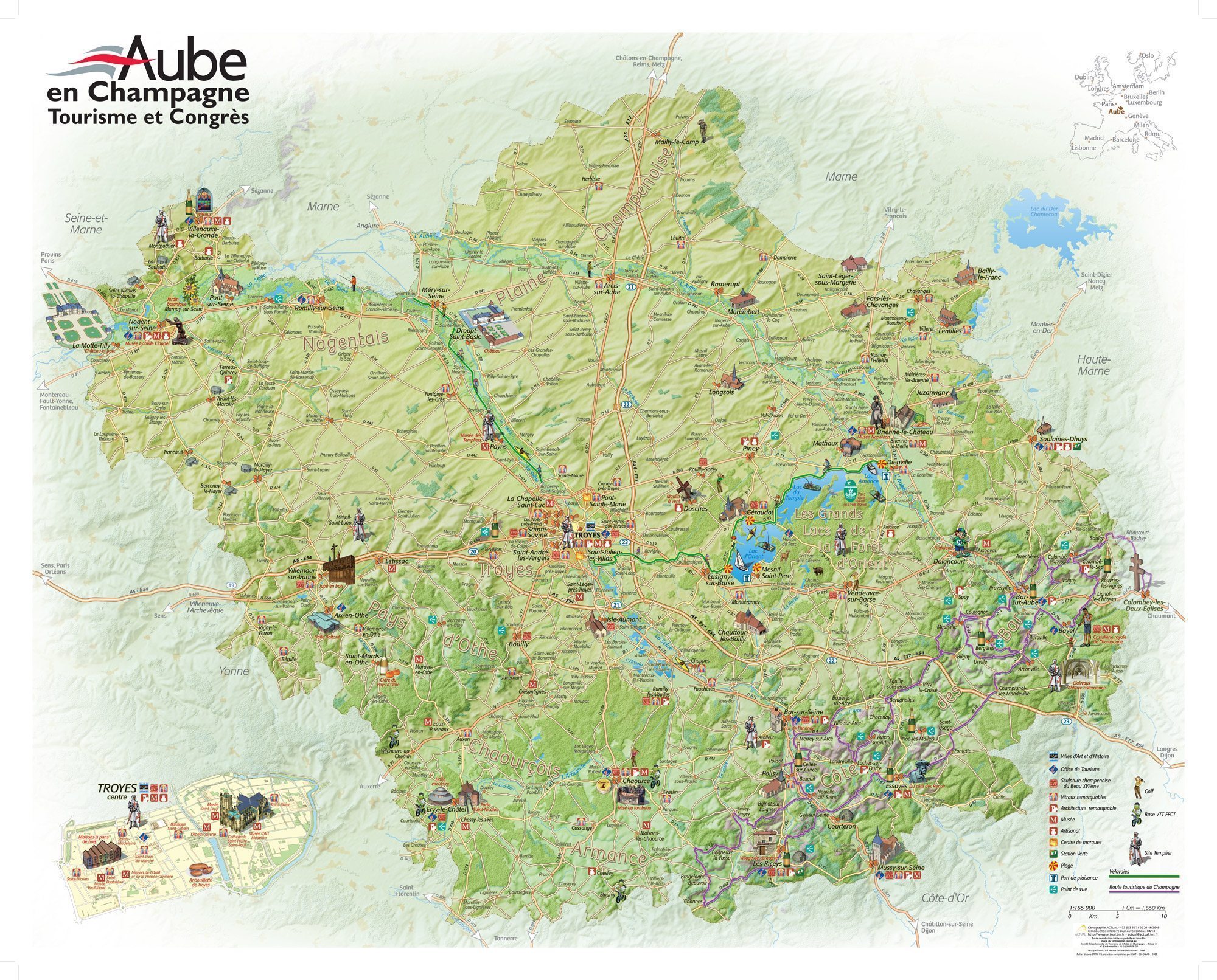Carte des sites touristiques de l'Aube Carte des sites touristiques de l'Aube