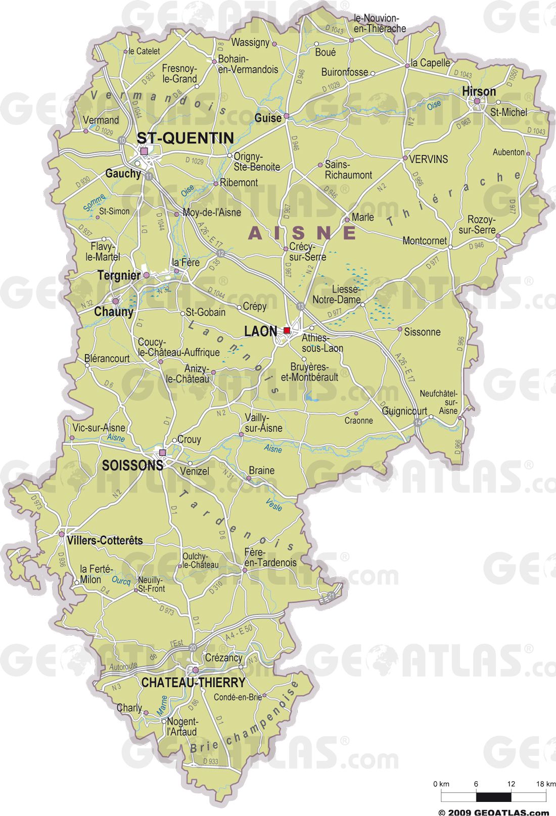 Carte des villes de l'Aisne Carte des villes de l'Aisne