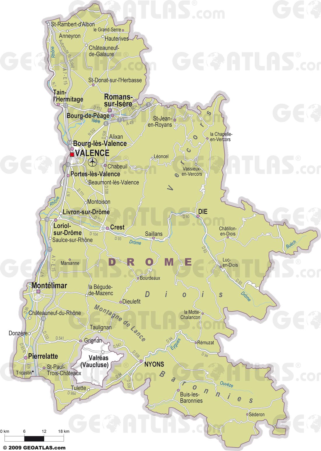 Carte de la Drôme - Drôme carte du département 26 - villes, tourisme