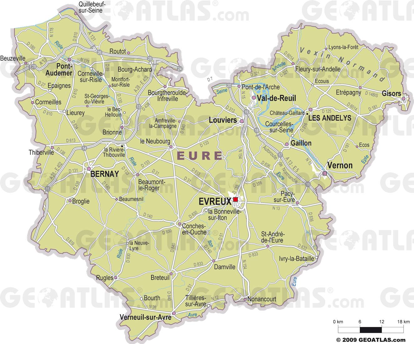 Carte des villes de l'Eure Carte des villes de l'Eure
