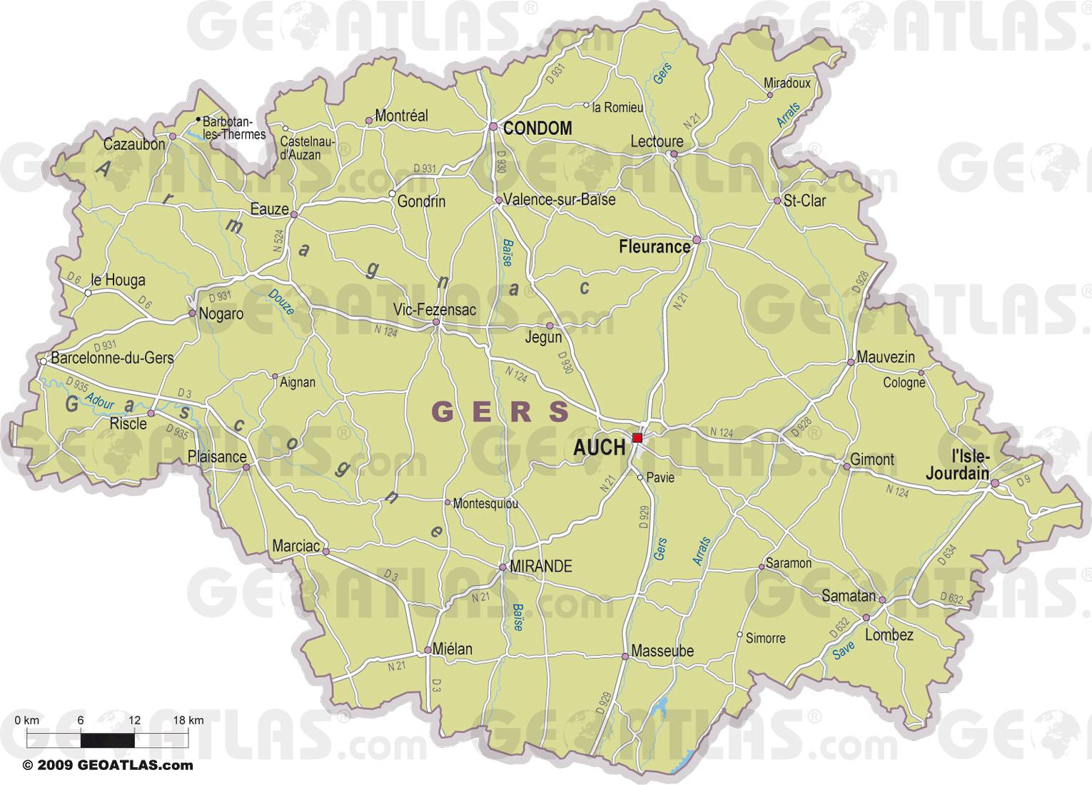 carte geographique du gers