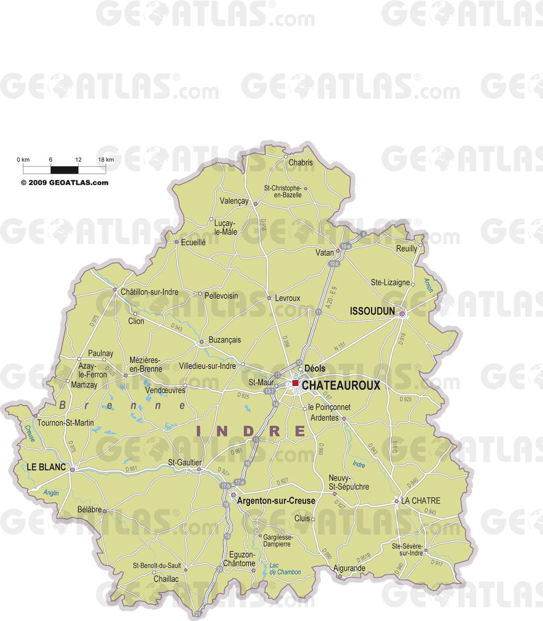Carte des villes de l'Indre Carte des villes de l'Indre