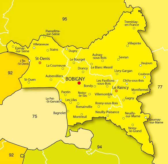 Carte de la SeineSaintDenis SeineSaintDenis carte département 93