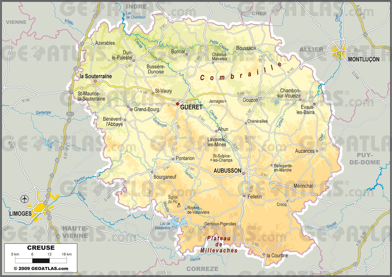 Carte de la Creuse Carte de la Creuse