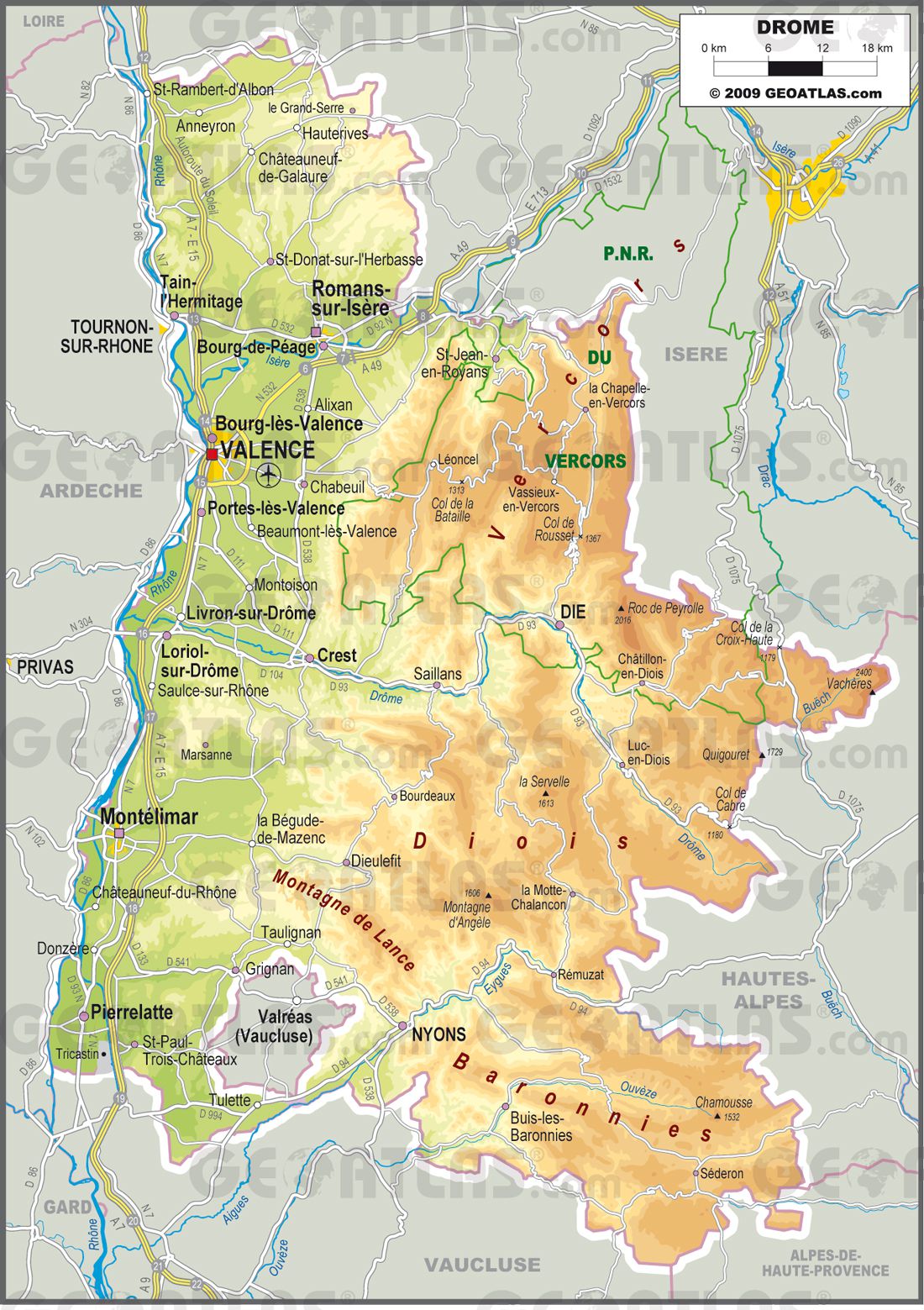 carte geographique de la drome