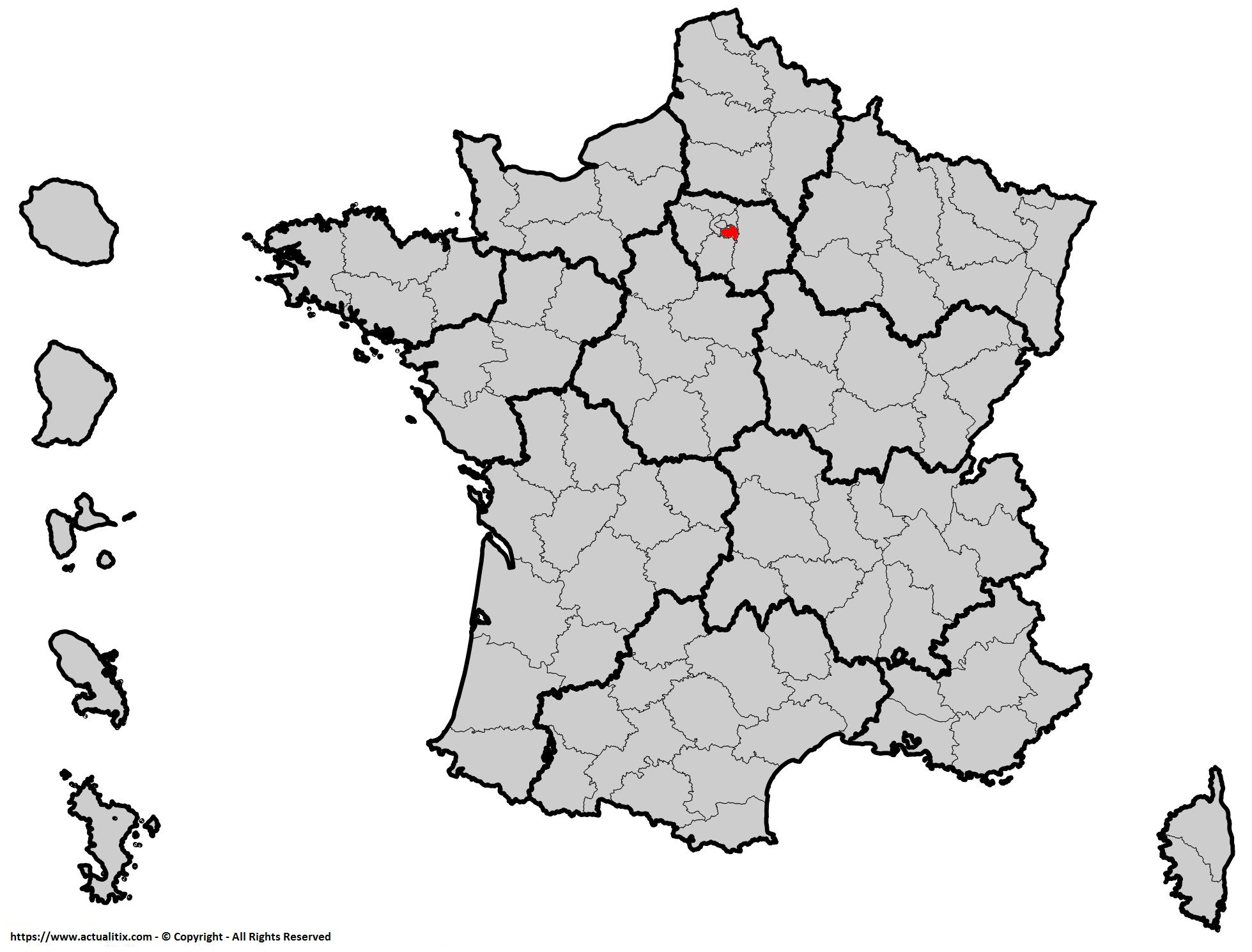 paris sur la carte de france