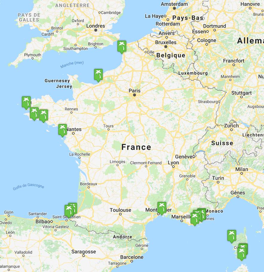 Carte des plus belles plages de France Métropolitaine