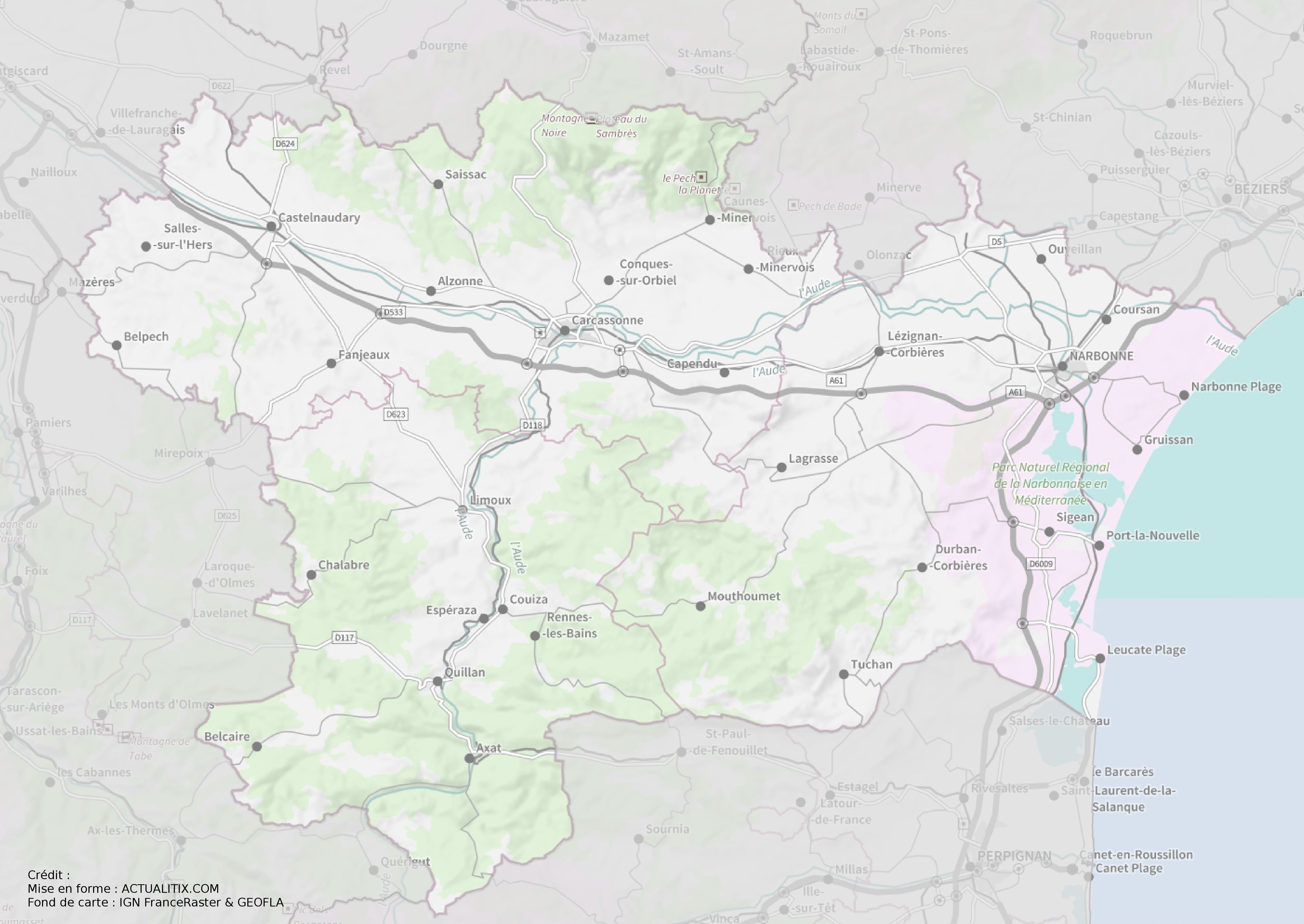 Carte De L Aude Aude Carte Du Departement 11 Villes Sites Touristiques