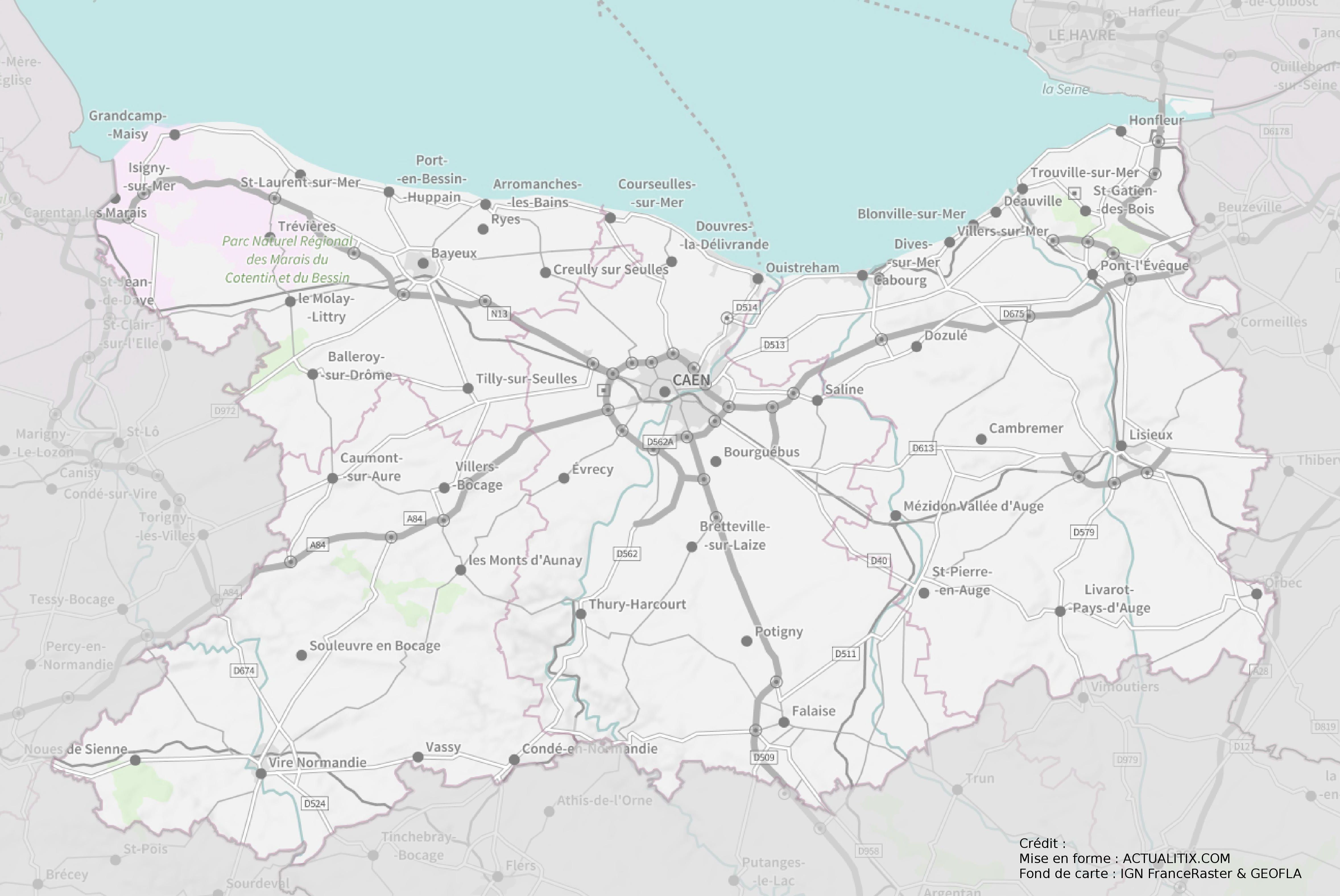 carte calvados villes villages