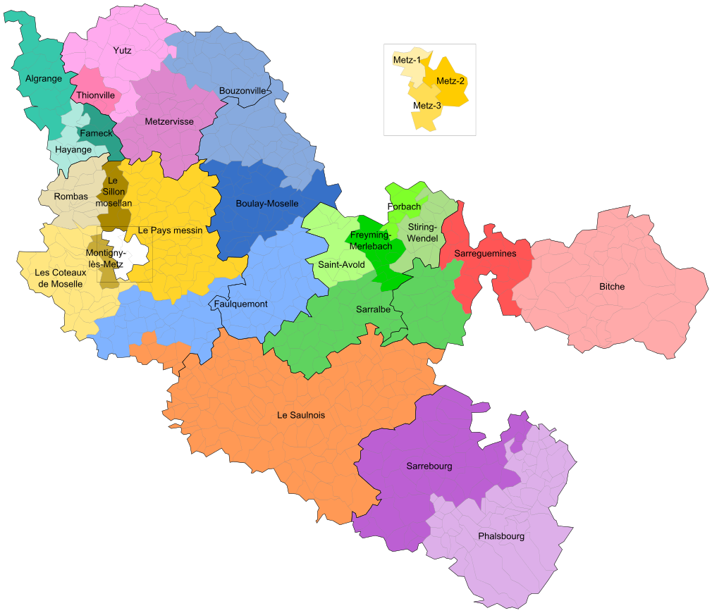 Carte des cantons de la Moselle Carte des cantons de la Moselle