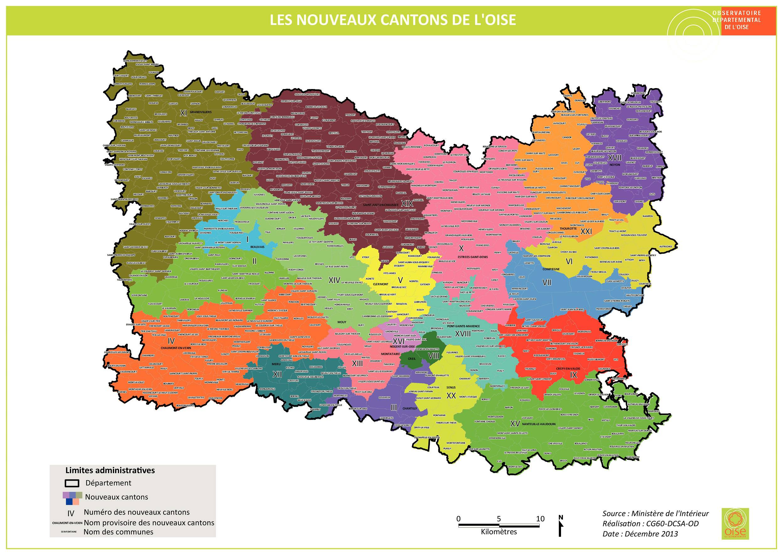 Carte de l'Oise - Oise carte du département 60 - villes, sites