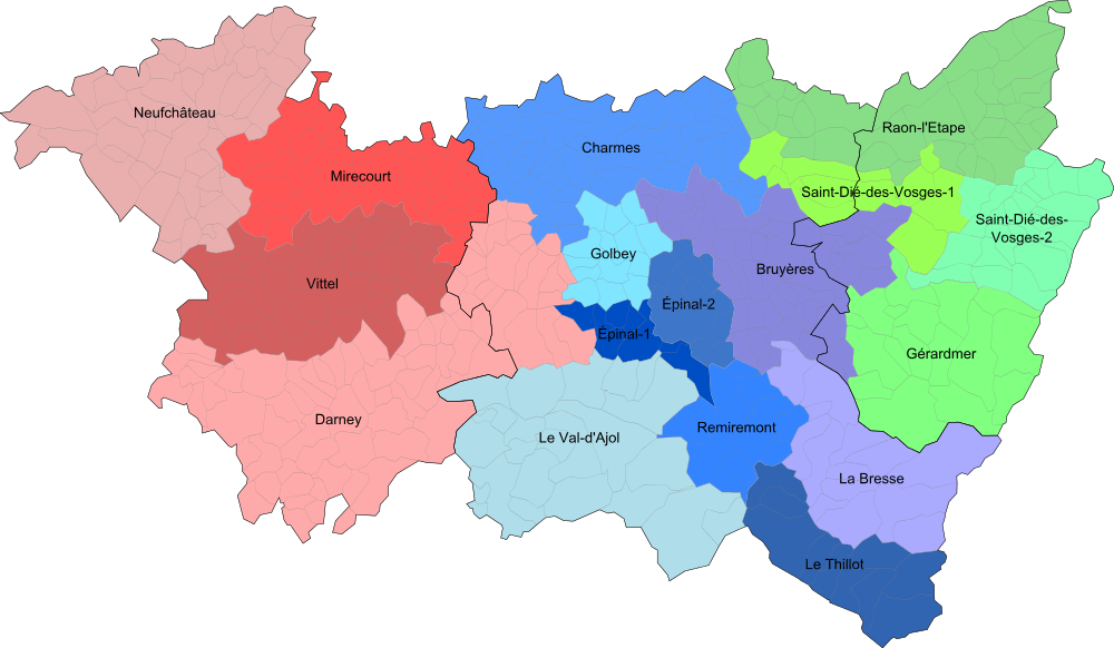 Carte des cantons des Vosges Carte des cantons des Vosges